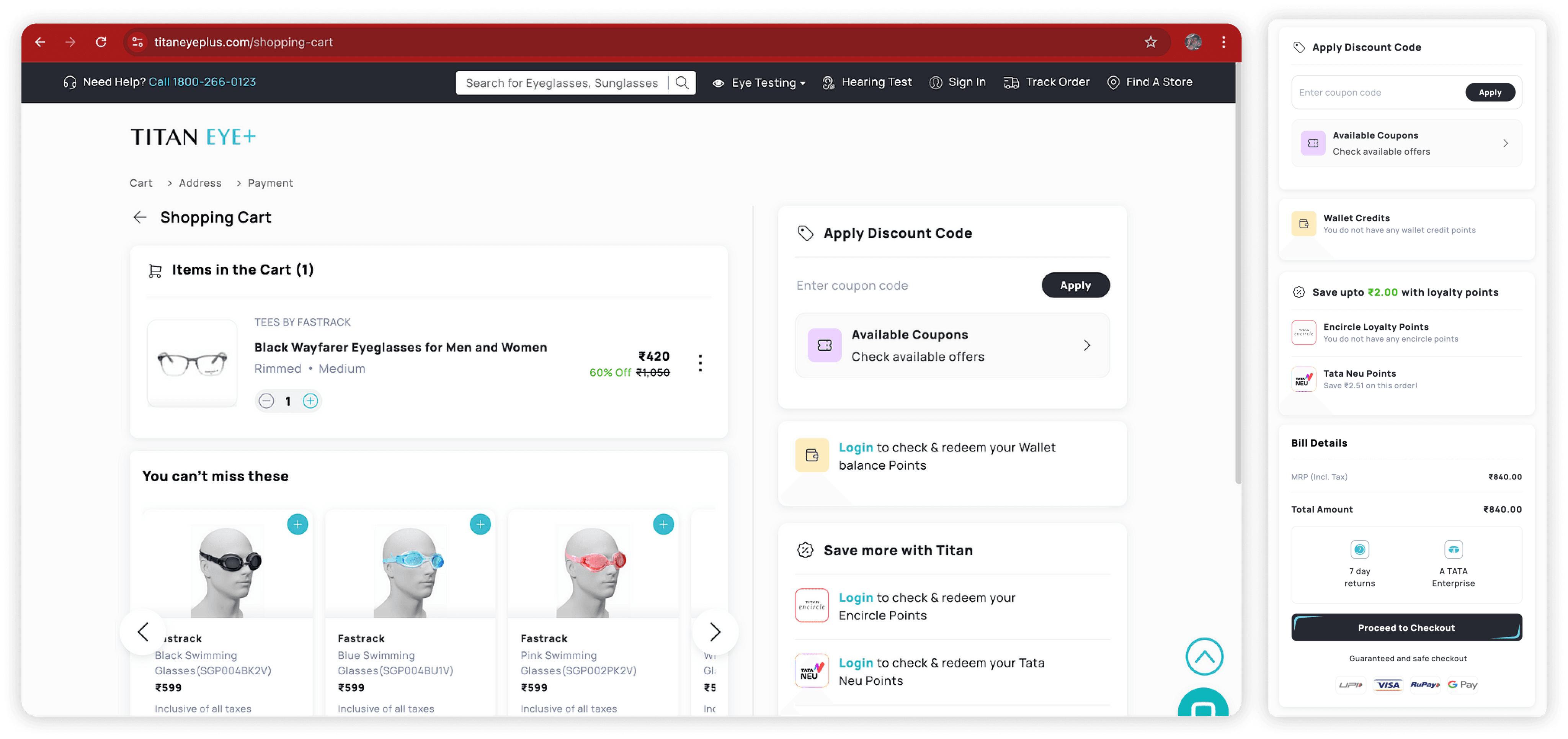 Redesigned cart with discounts, loyalty points and bill details in one view