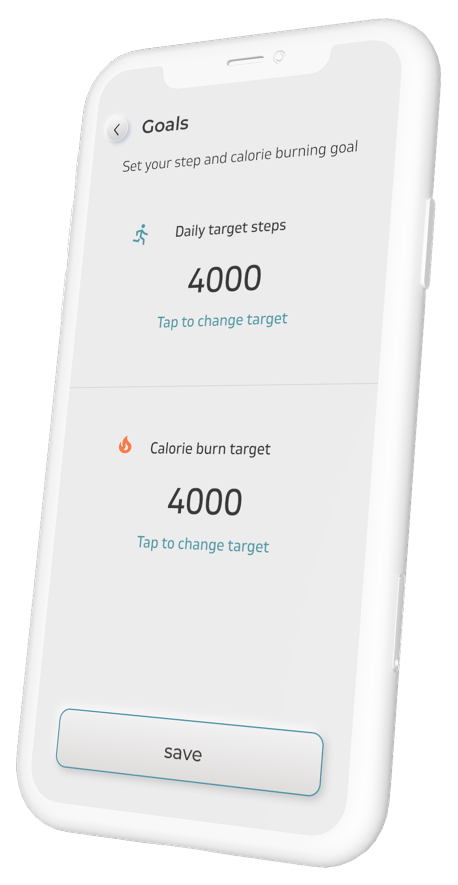 EyeX step and calorie goal settings