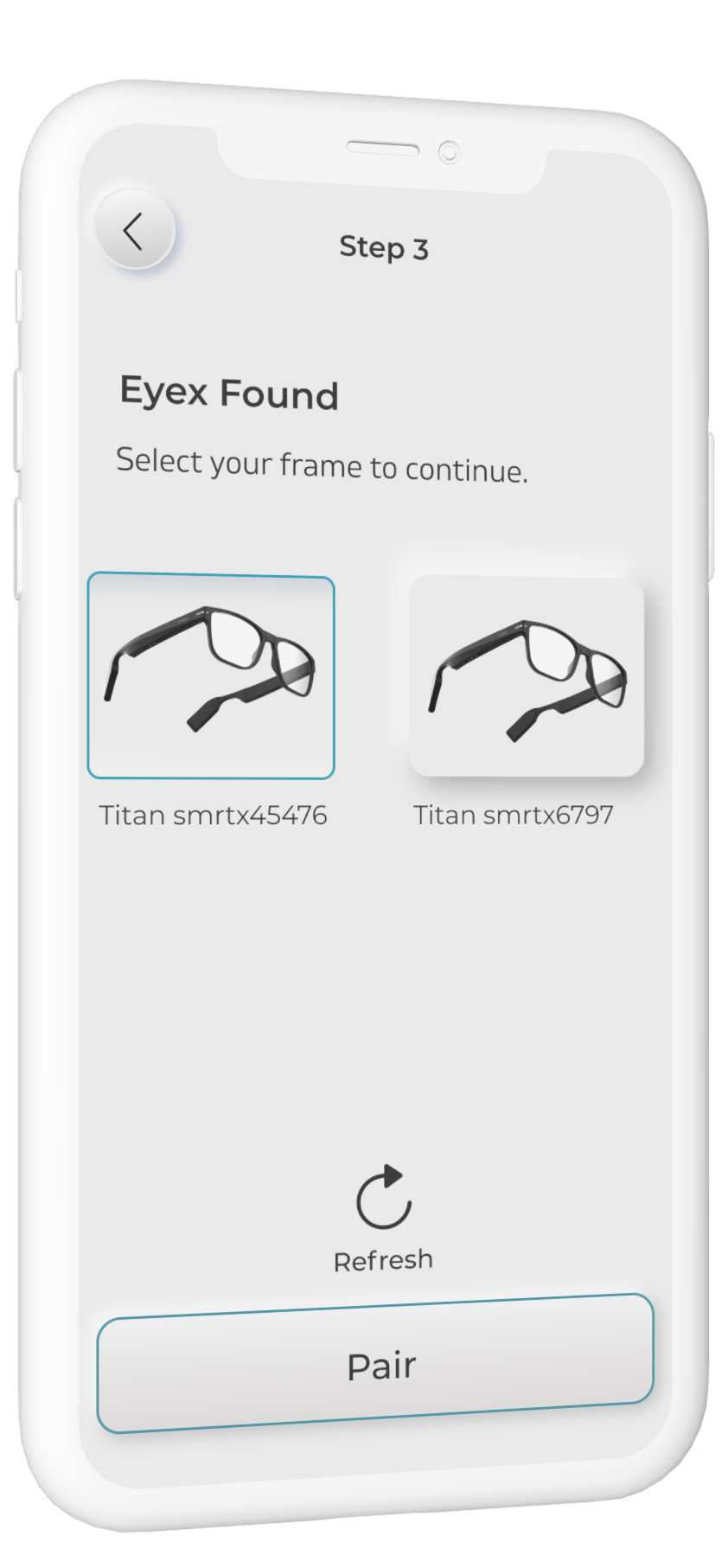 EyeX frame selection screen