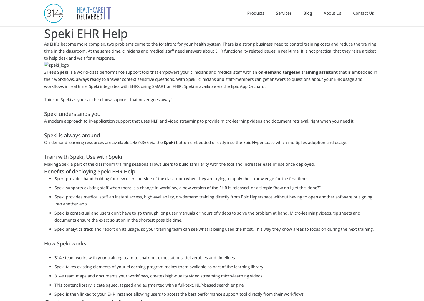 Screenshot of Speki EHR Help, the former name of Jeeves, in the November 2020 Wayback replay; some original styles and images are unavailable