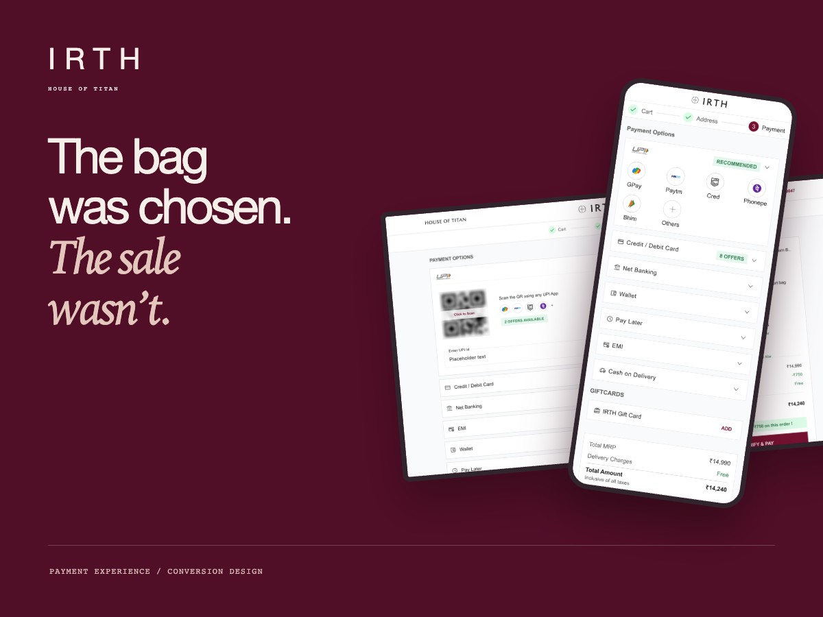 IRTH House of Titan payment redesign on mobile and desktop