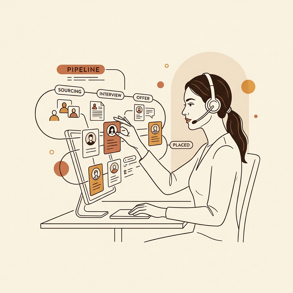 Agency recruiter reviewing active pipelines